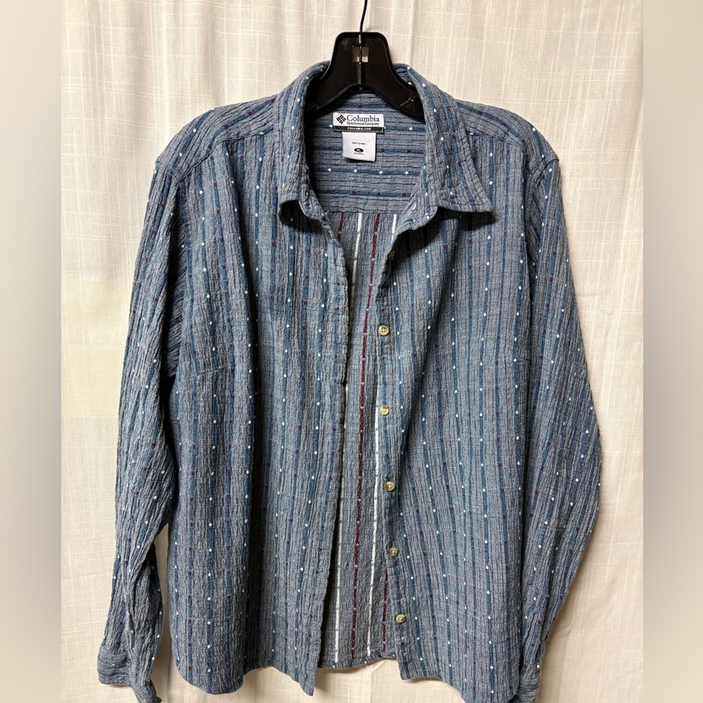 Columbia Blue and Red Patterned Shirt
